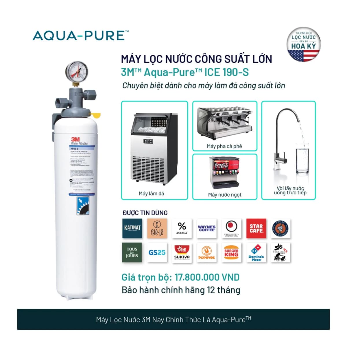 Máy Lọc Nước Công Suất Lớn Dành Cho Thương Mại 3M™ Aqua-Pure™ ICE190-S chính hãng 3M Aqua-Pure
