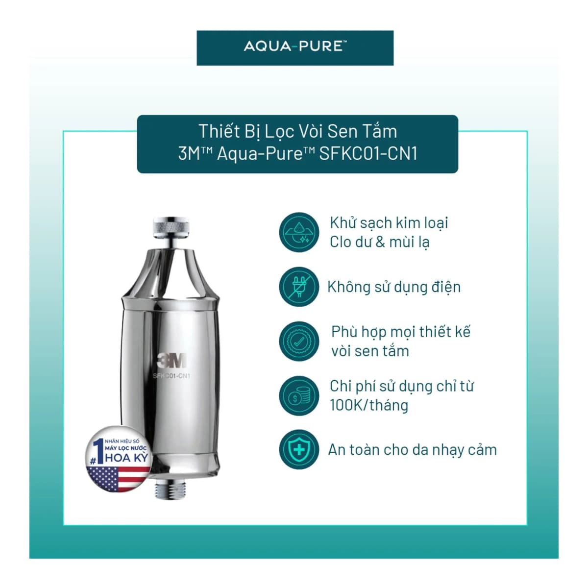 Thiết Bị Lọc Sen Tắm 3M™ Aqua-Pure™ SFKC01-CN1 chính hãng 3M Aqua-Pure