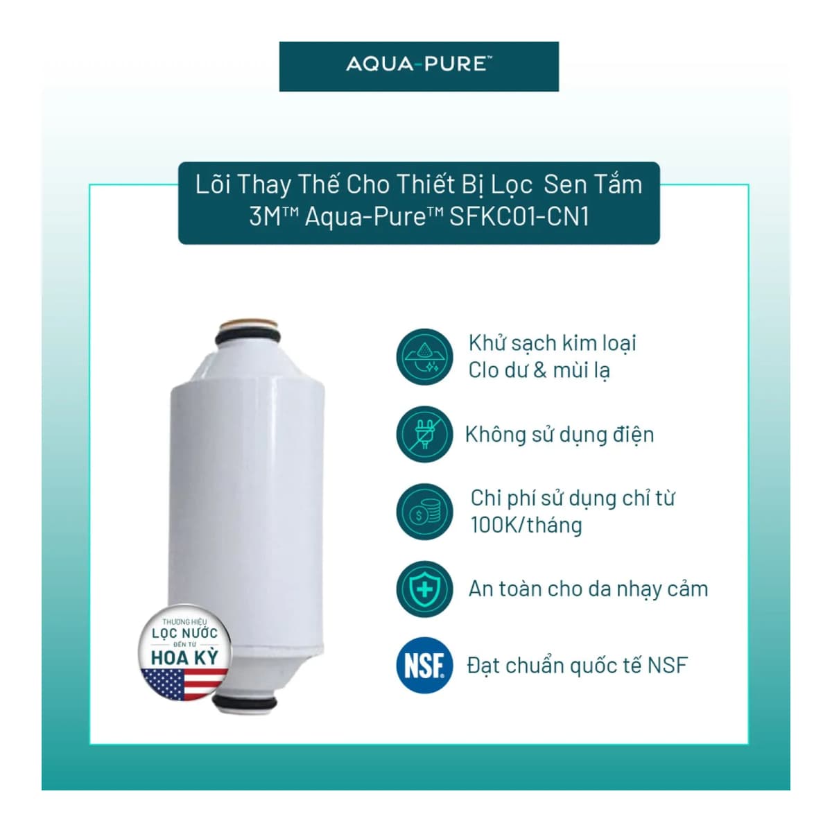 Lõi Lọc Thay Thế Cho Lọc Sen Tắm 3M™ Aqua-Pure™ SFKC01-CN1 chính hãng 3M Aqua-Pure