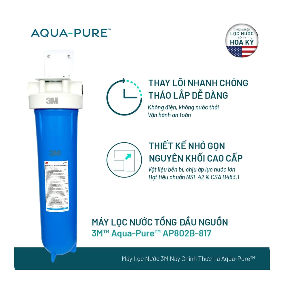 Máy Lọc Nước Tổng Đầu Nguồn Cao Cấp 3M™ Aqua-Pure™ AP802B-817 chính hãng 3M Aqua-Pure