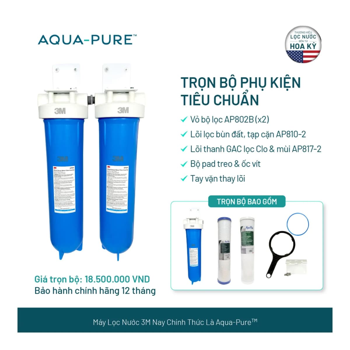 Máy Lọc Nước Tổng Đầu Nguồn Cao Cấp 3M™ Aqua-Pure™ AP802B-817 chính hãng 3M Aqua-Pure