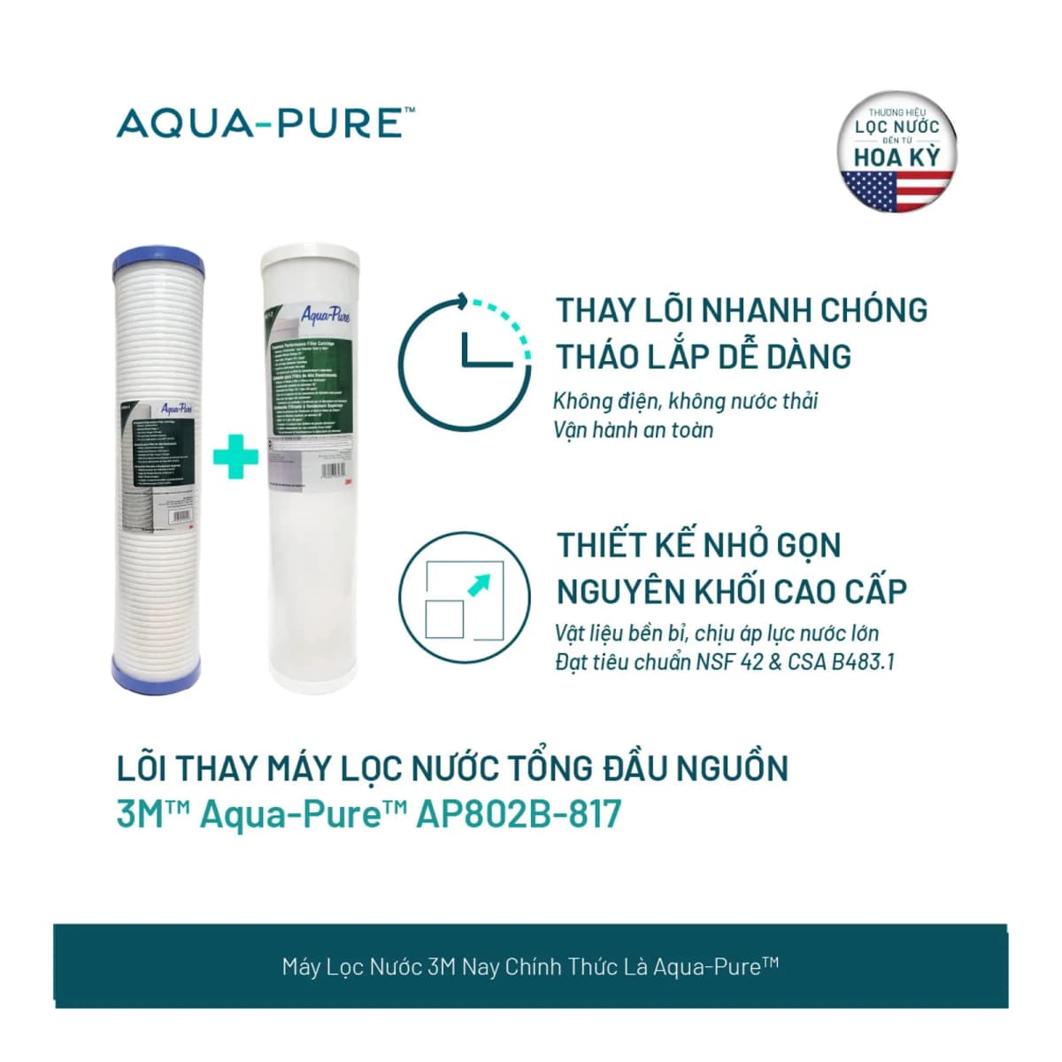 Lõi Thay Cho Máy Lọc Nước Tổng Đầu Nguồn 3M™ Aqua-Pure™ AP802B-817 (Mã AP817-2 & AP810-2) chính hãng 3M Aqua-Pure