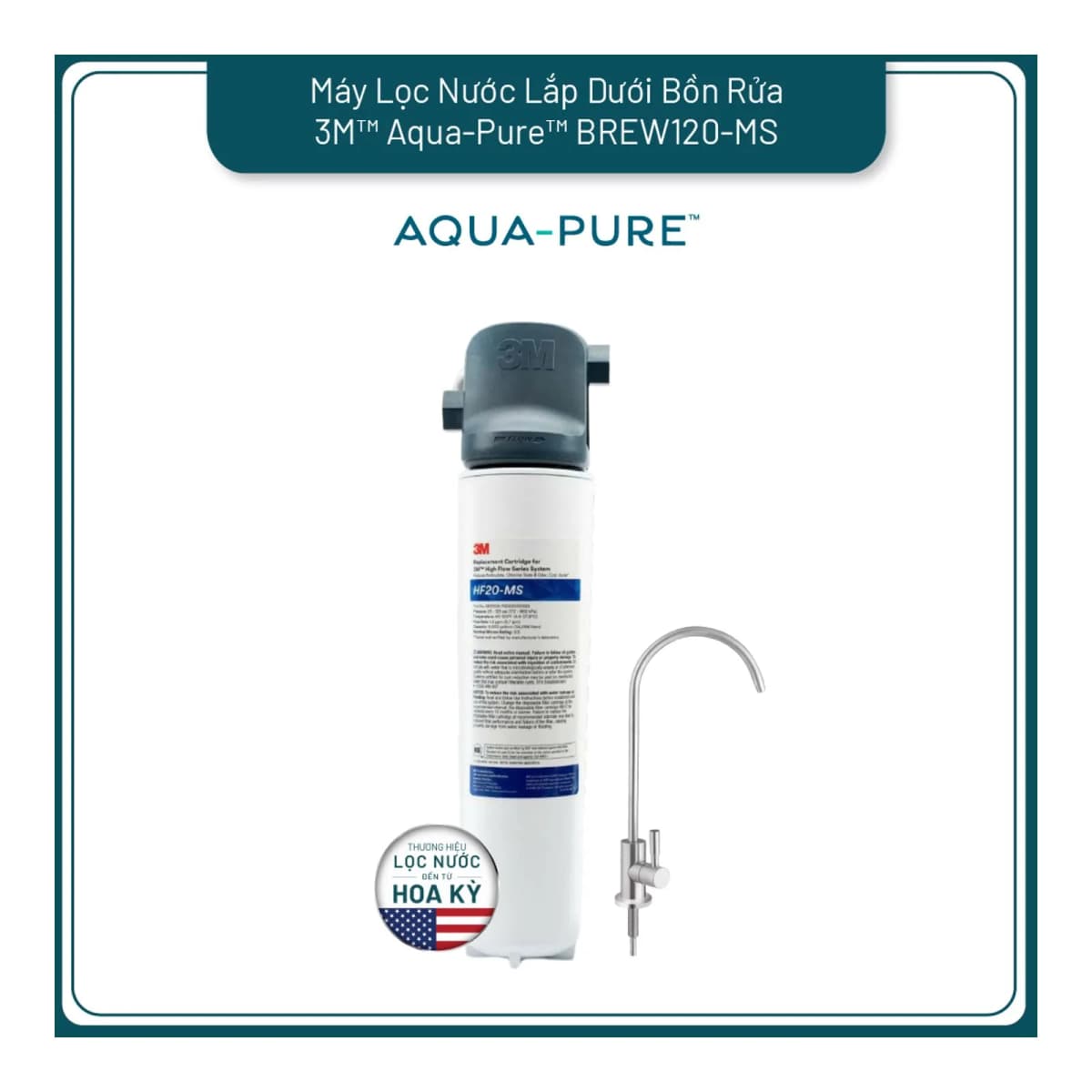 Máy Lọc Nước Lắp Dưới Bồn Rửa 3M™ Aqua-Pure™ BREW120-MS Kèm Vòi chính hãng 3M Aqua-Pure
