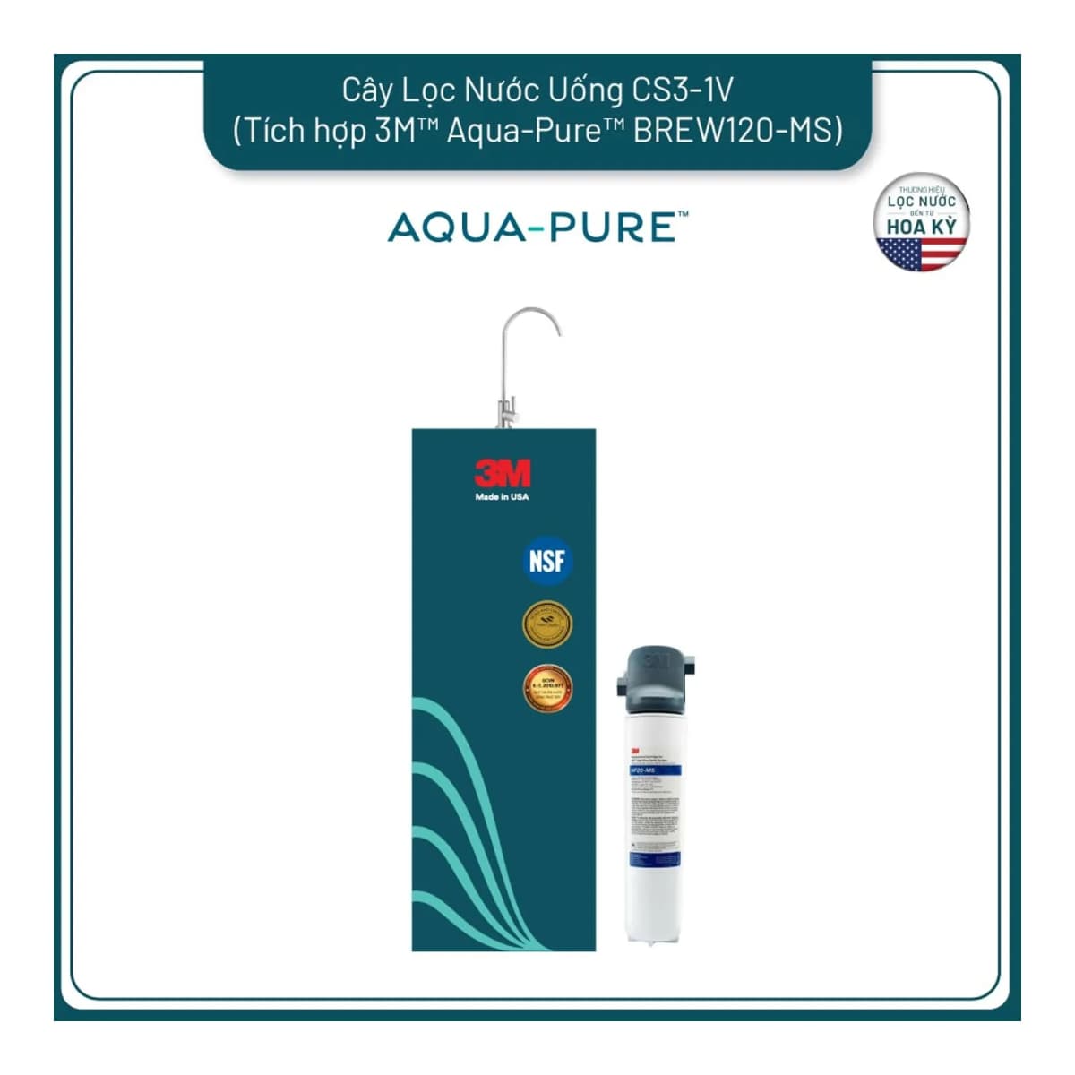 Cây Lọc Nước Uống Trực Tiếp CS3-1V (Tích Hợp Máy Lọc Nước 3M™ Aqua-Pure™ BREW120-MS) chính hãng 3M Aqua-Pure