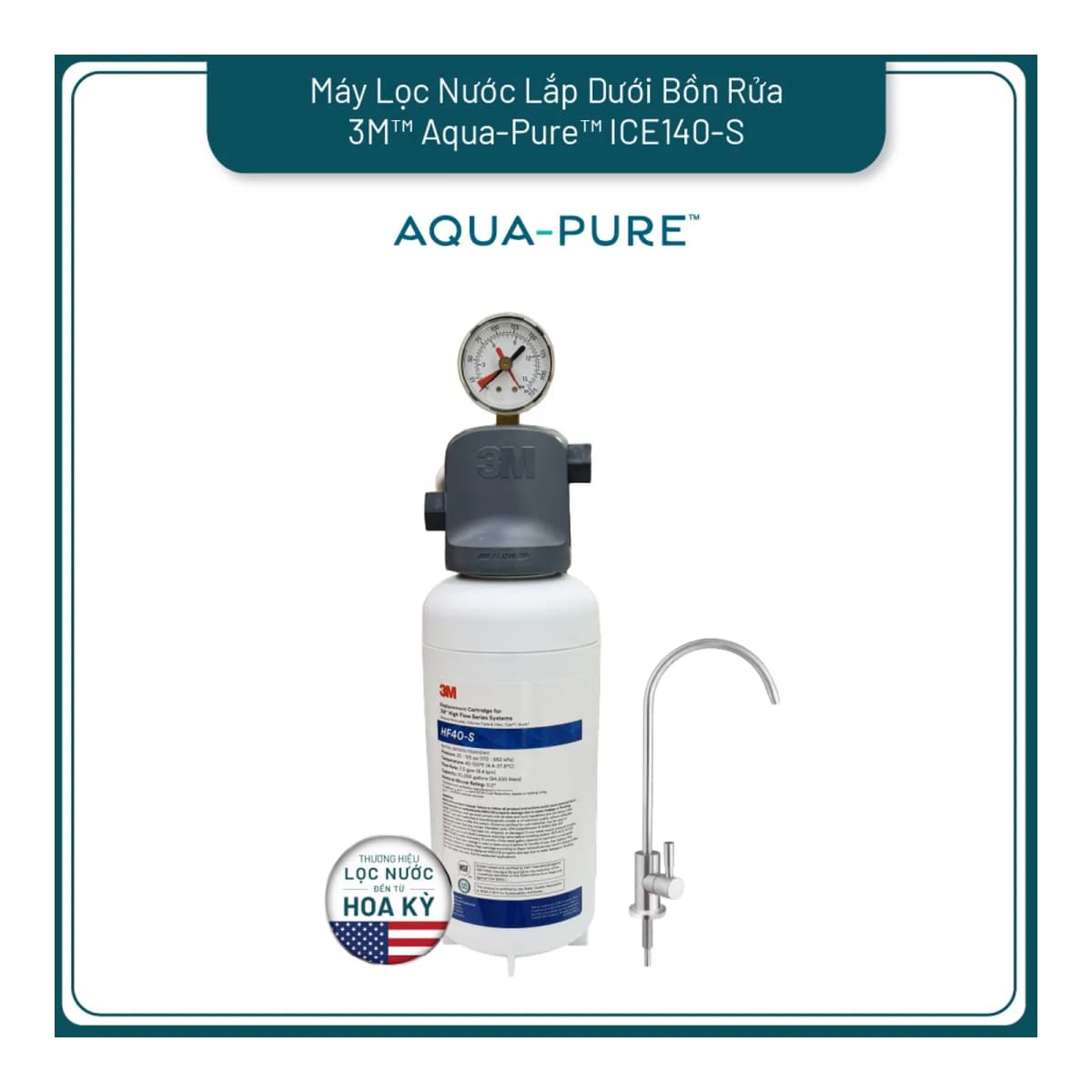 Máy Lọc Nước Lắp Dưới Bồn Rửa 3M™ Aqua-Pure™ ICE140-S Kèm Vòi chính hãng 3M Aqua-Pure