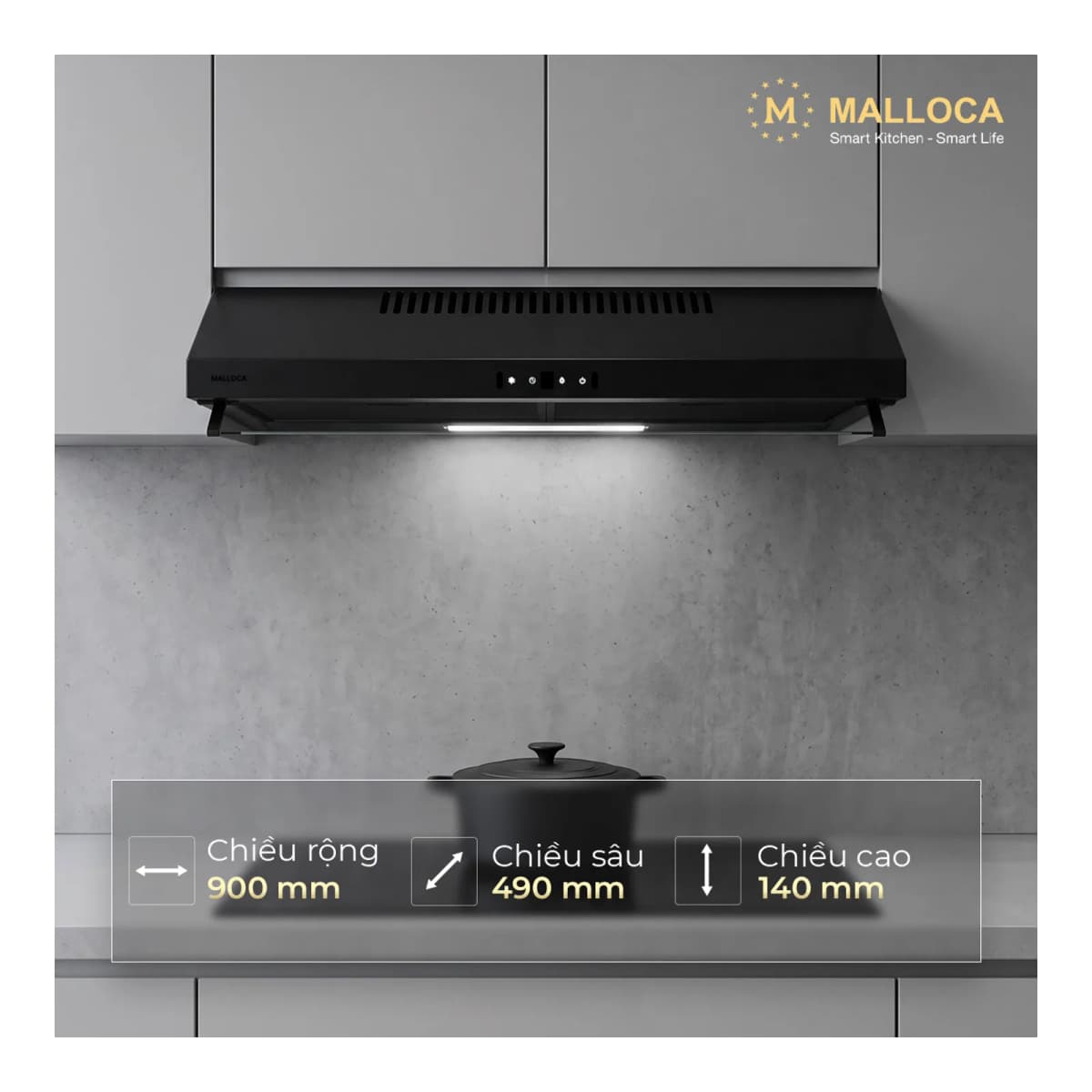 Máy hút mùi Classic 90 cm chính hãng Malloca