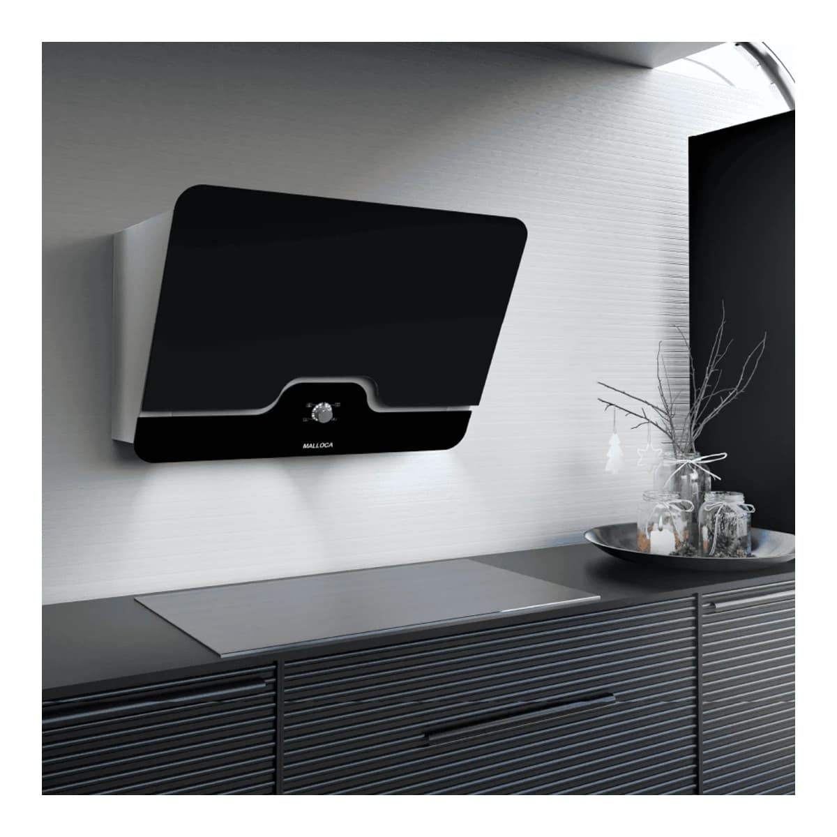Máy hút mùi áp tường dạng nghiêng 80 cm chính hãng Malloca