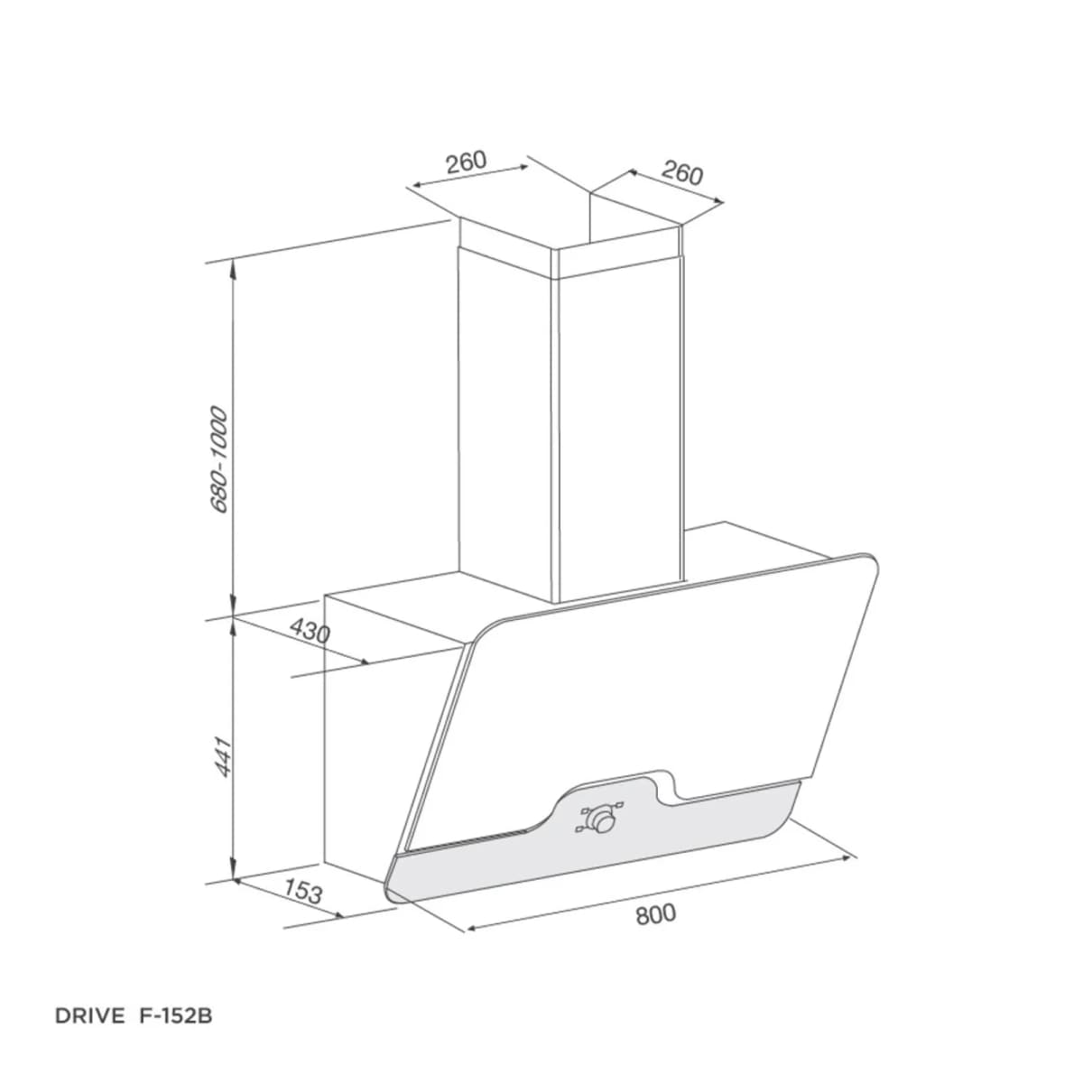Máy hút mùi áp tường dạng nghiêng 80 cm chính hãng Malloca