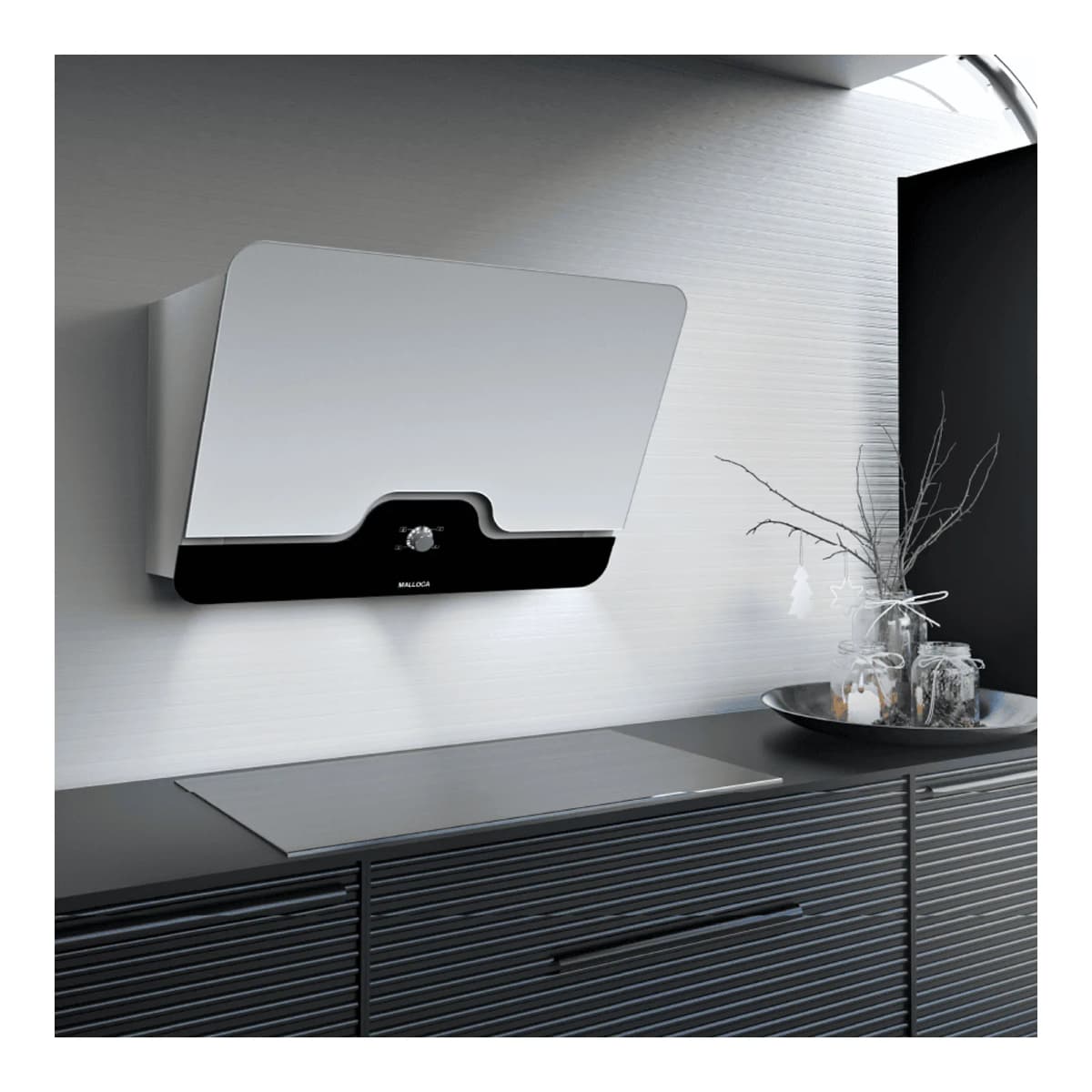 Máy hút mùi áp tường dạng nghiêng 80 cm chính hãng Malloca