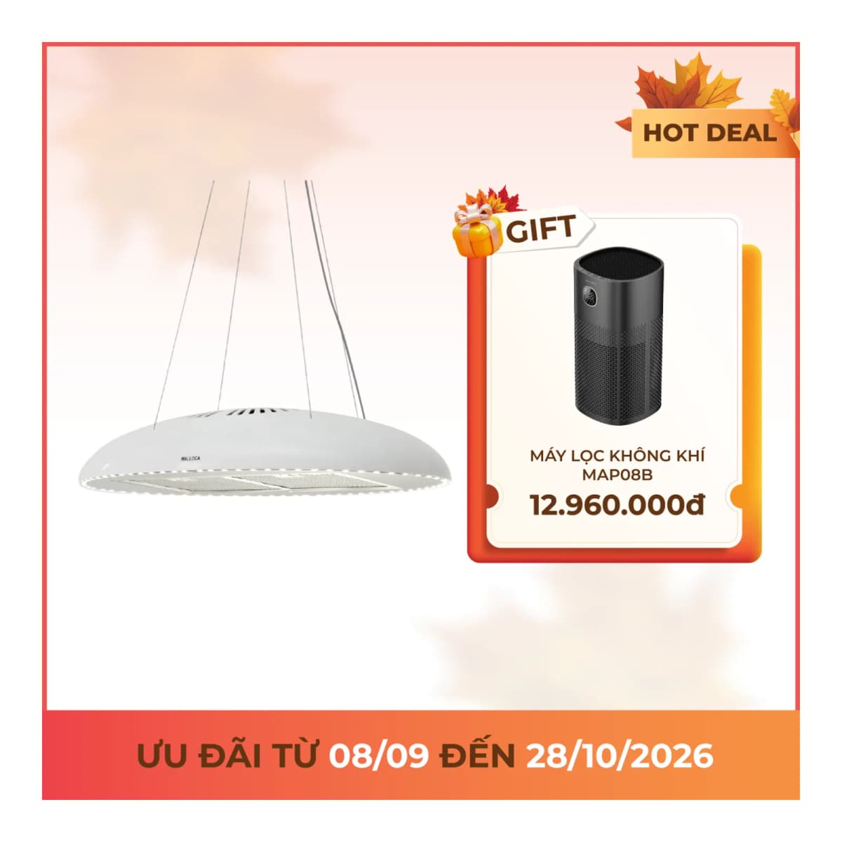 Máy hút mùi đảo 90 cm chính hãng Malloca