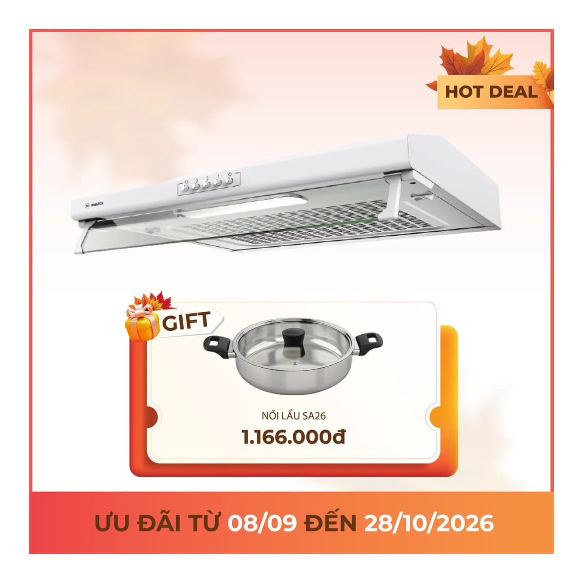 Máy hút mùi Classic 70 cm chính hãng Malloca