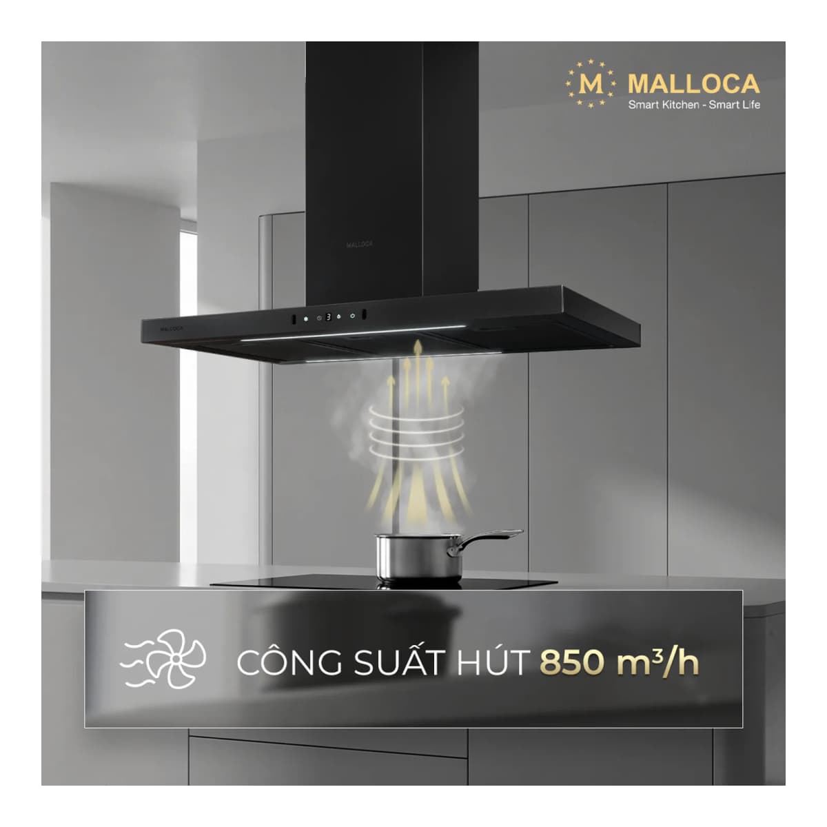 Máy hút mùi đảo 90 cm chính hãng Malloca
