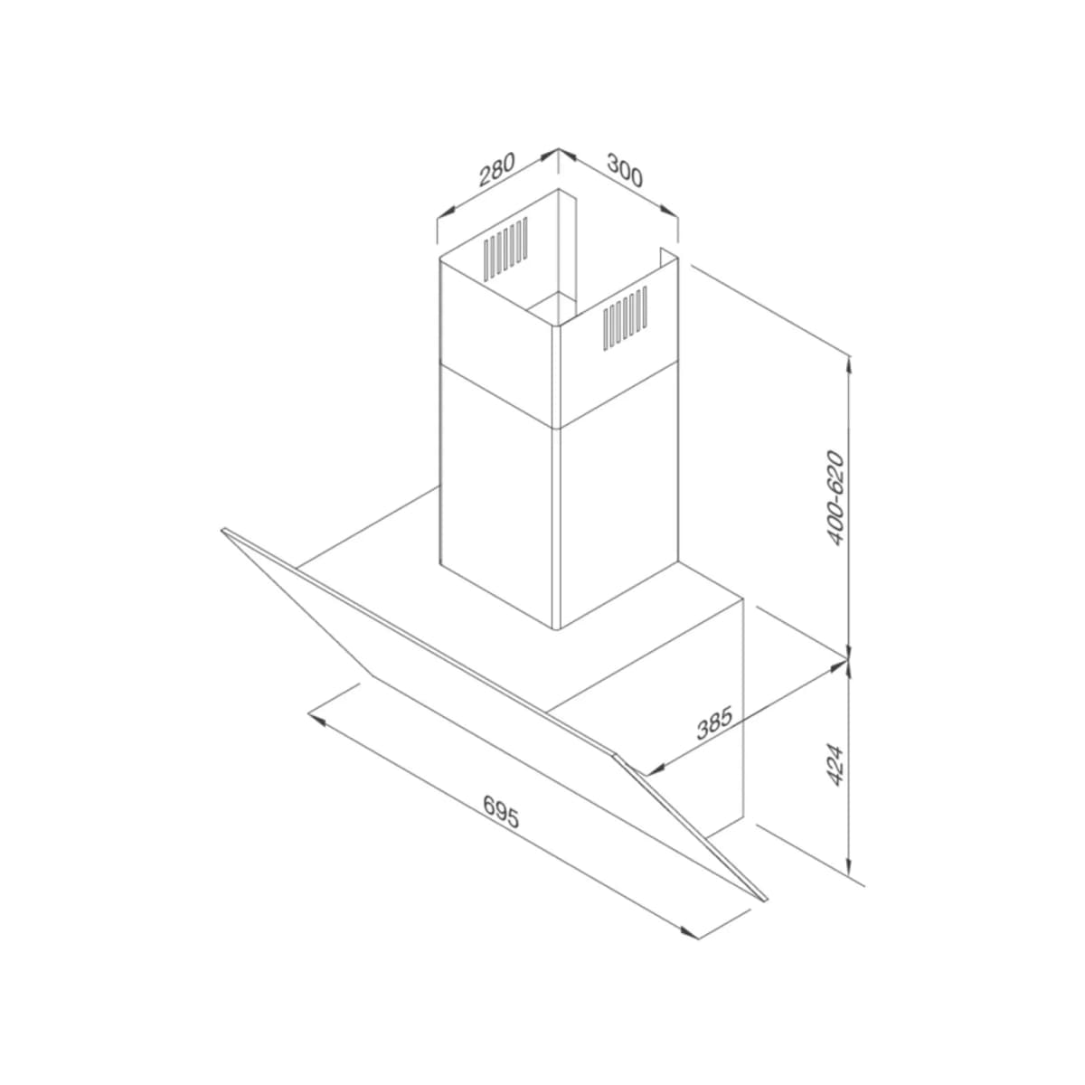 Máy hút mùi áp tường dạng nghiêng 70 cm chính hãng Malloca