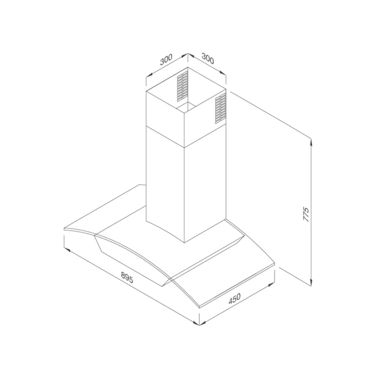 Máy hút mùi áp tường dạng chữ T 90 cm chính hãng Malloca
