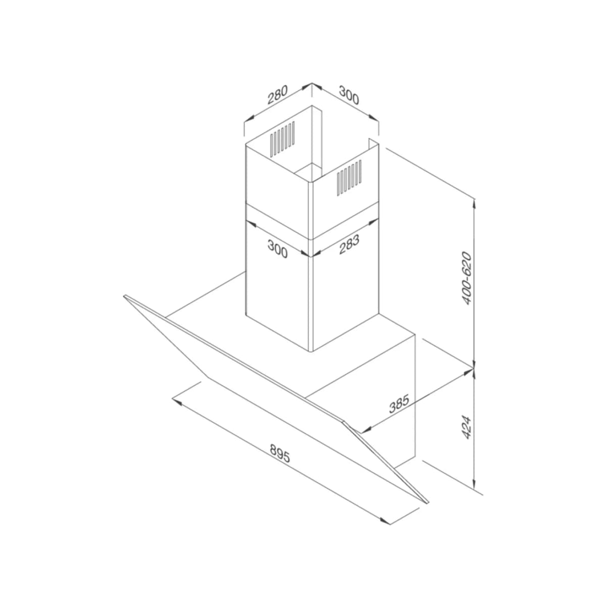 Máy hút mùi áp tường dạng nghiêng 90 cm chính hãng Malloca