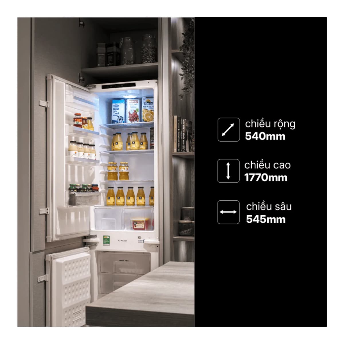 Tủ lạnh âm tủ 54 cm 236L chính hãng Malloca