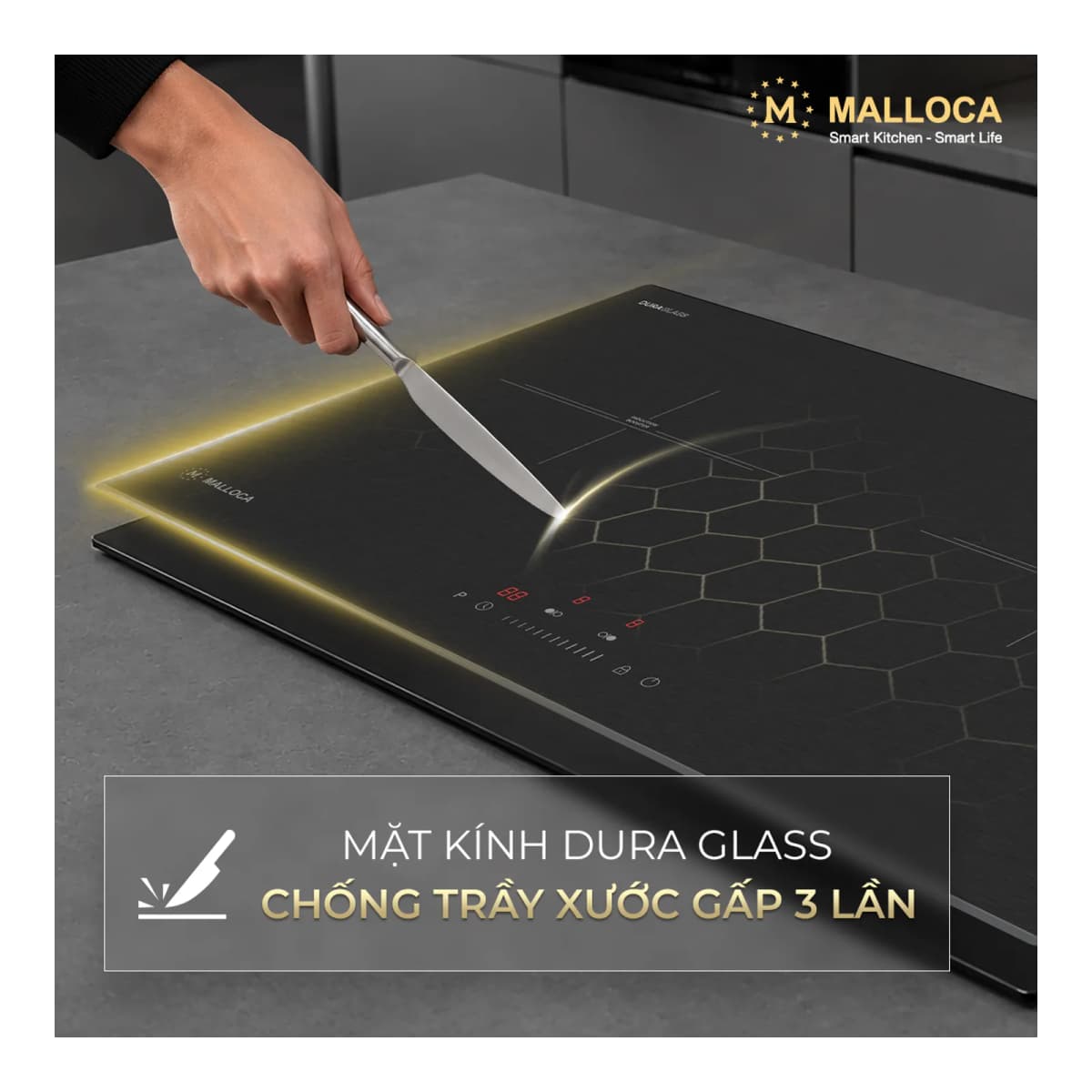 Bếp từ 2 vùng nấu 73 cm (Mặt kính DuraGlass chống trầy xước) chính hãng Malloca