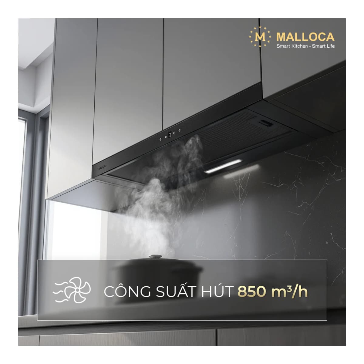 Máy hút mùi âm tủ dạng kéo 80 cm chính hãng Malloca