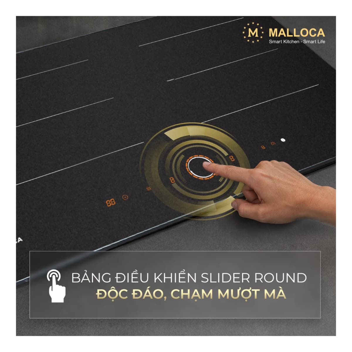 Bếp từ 2 vùng nấu 75 cm (Mặt kính Onyka chống trầy xước) chính hãng Malloca