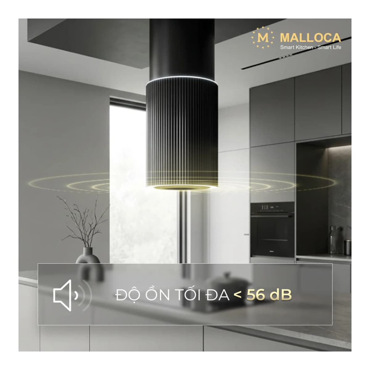 Máy hút mùi đảo 38 cm chính hãng Malloca