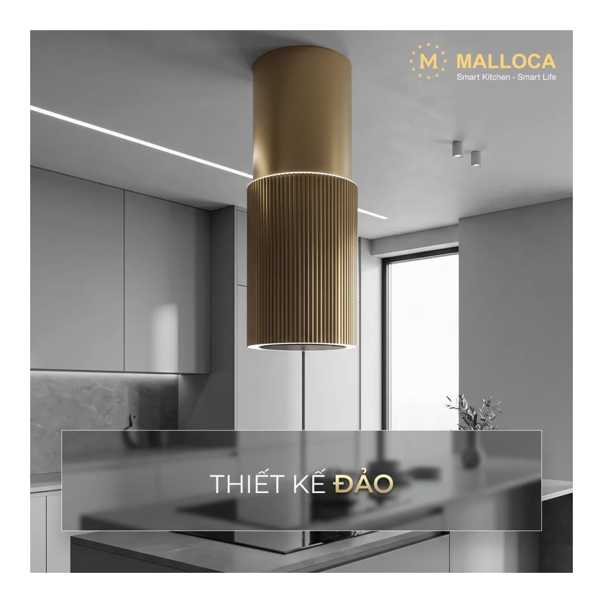Máy hút mùi đảo 38 cm chính hãng Malloca
