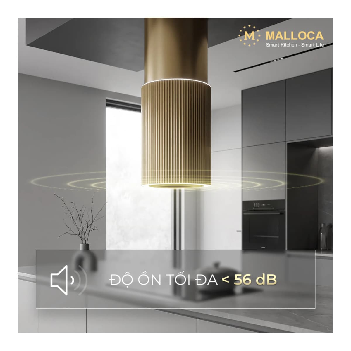 Máy hút mùi đảo 38 cm chính hãng Malloca