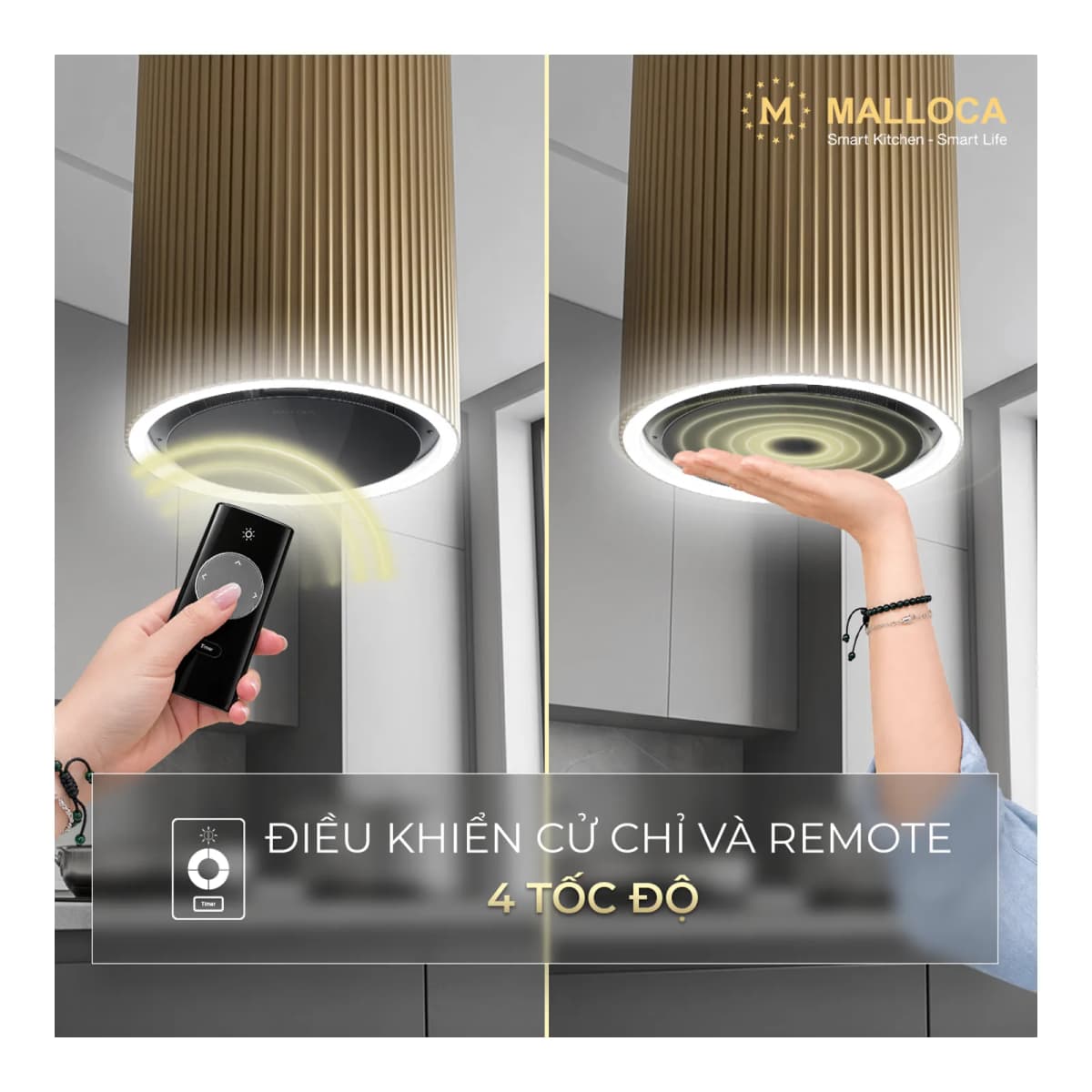 Máy hút mùi đảo 38 cm chính hãng Malloca