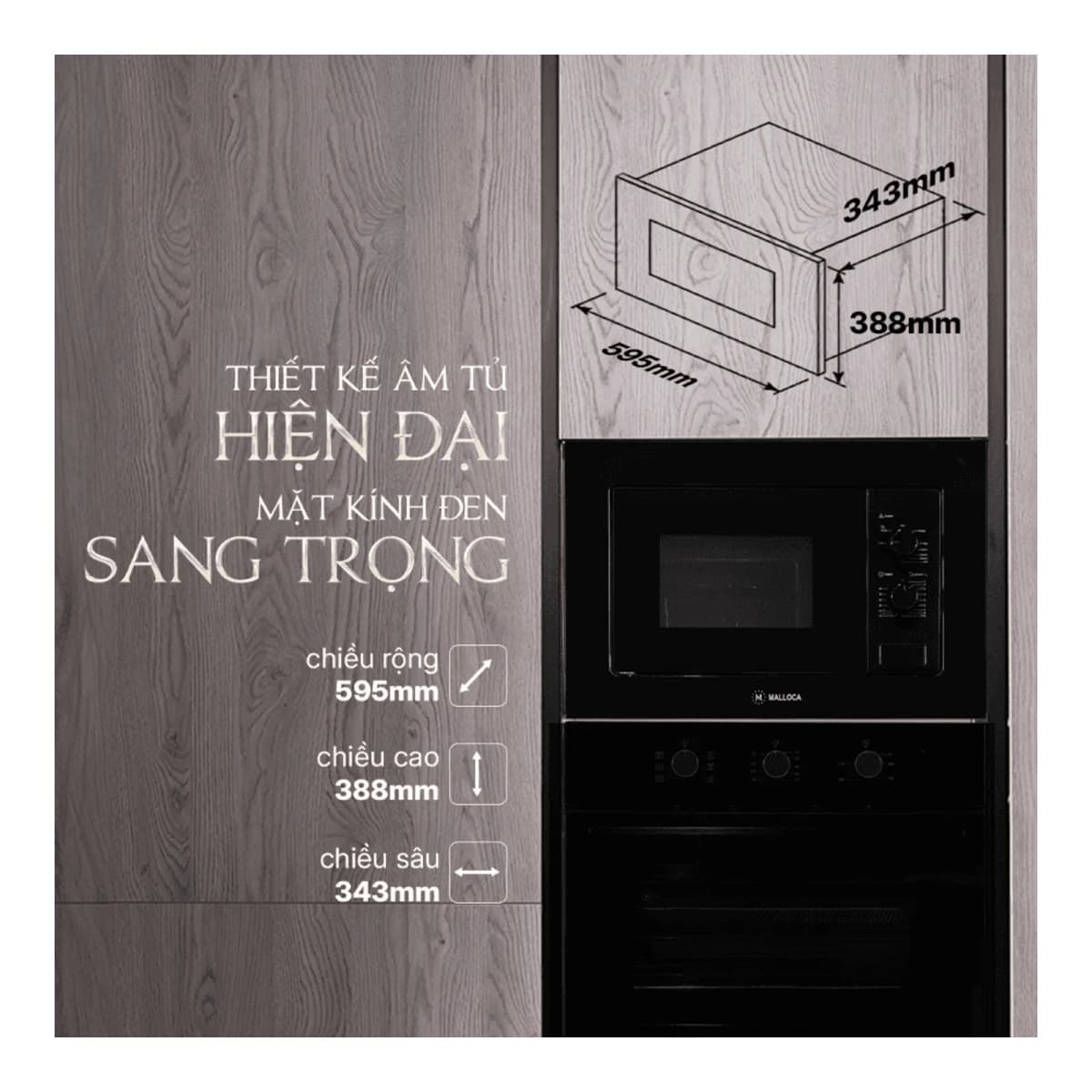 Lò vi sóng âm tủ dung tích 20L chính hãng Malloca