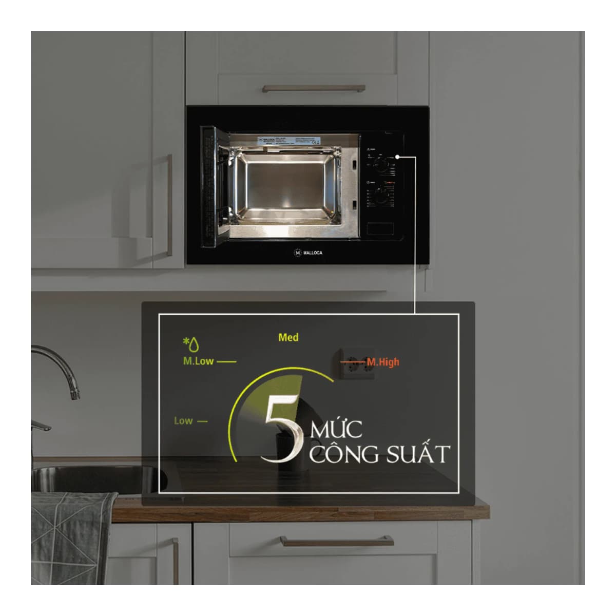 Lò vi sóng âm tủ dung tích 20L chính hãng Malloca