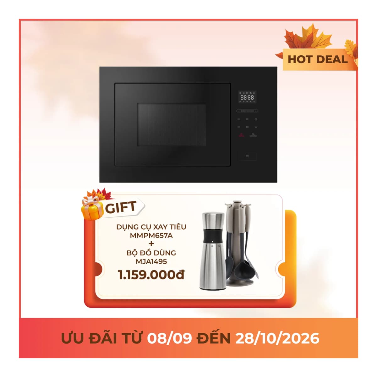 Lò vi sóng âm tủ không đĩa xoay dung tích 25L chính hãng Malloca
