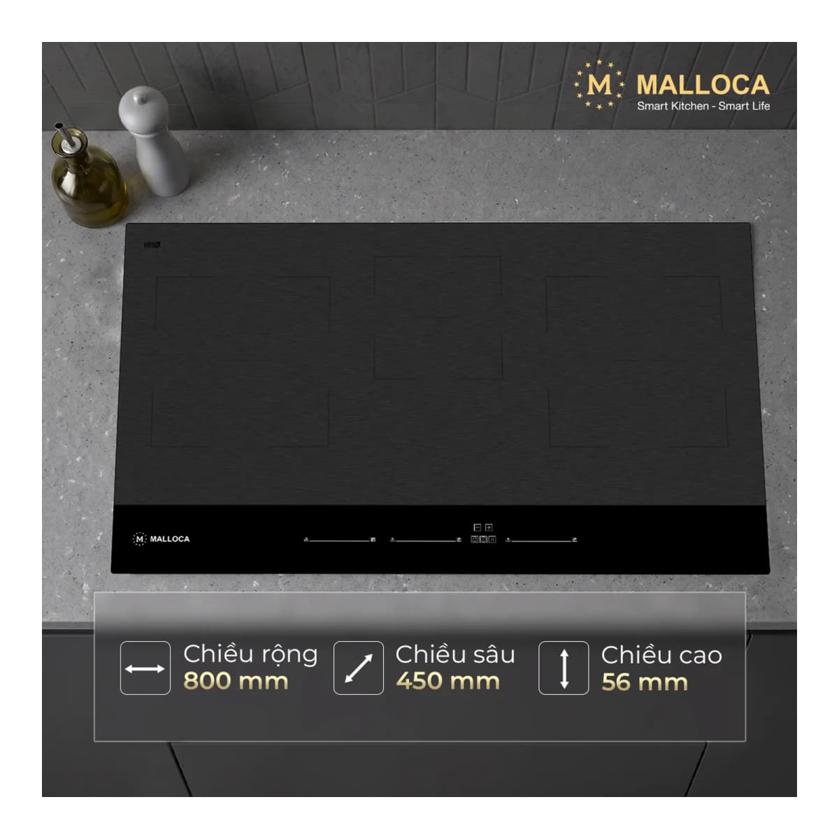 Bếp từ 3 vùng nấu 80 cm chính hãng Malloca