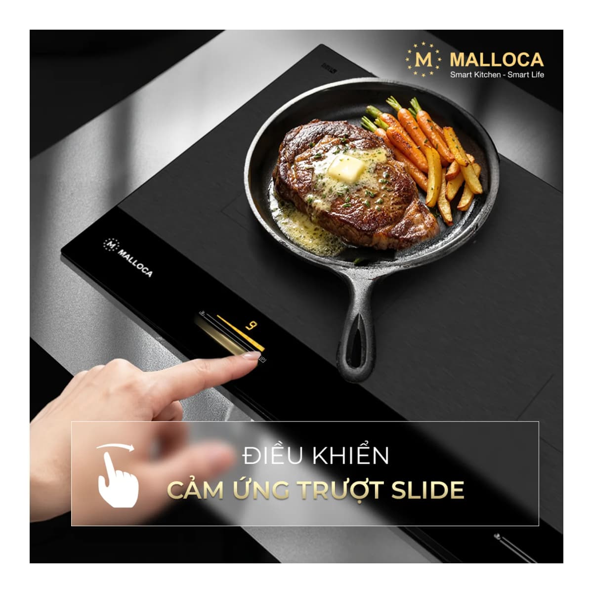 Bếp từ 3 vùng nấu 80 cm chính hãng Malloca