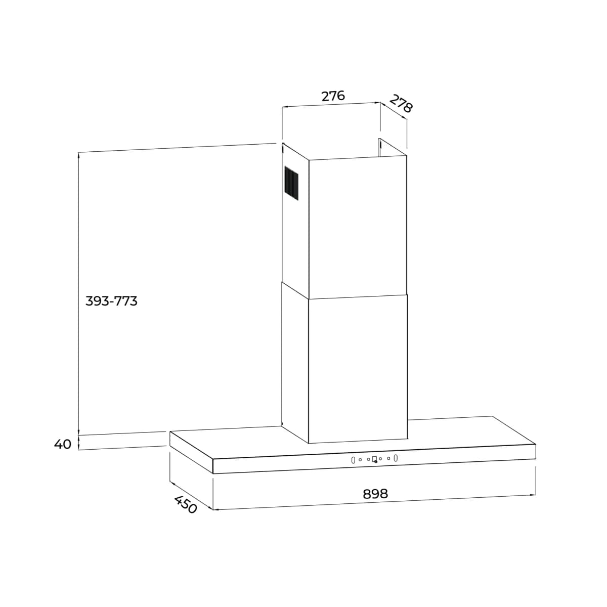 Máy hút mùi áp tường dạng chữ T 90 cm chính hãng Malloca