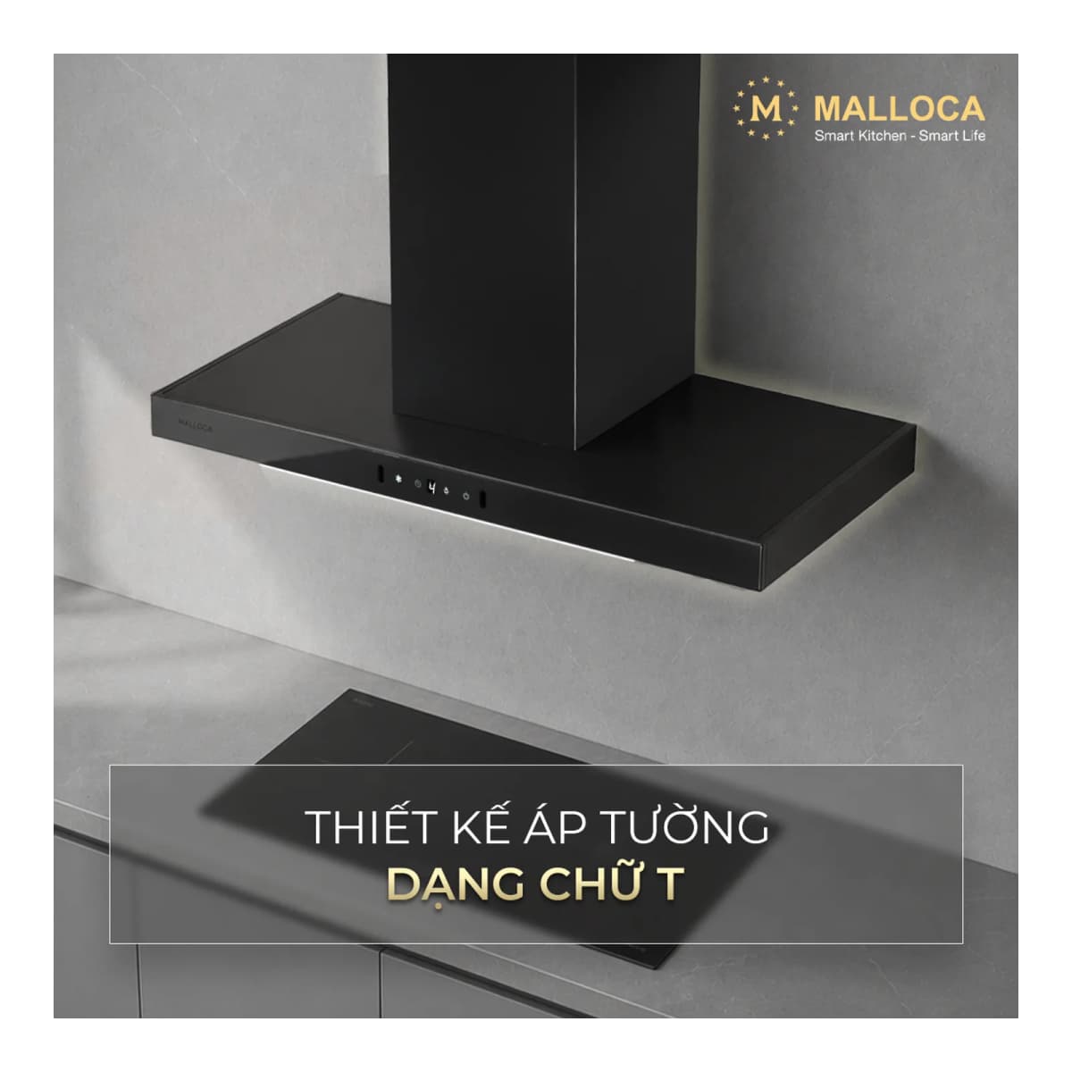 Máy hút mùi áp tường dạng chữ T 90 cm chính hãng Malloca