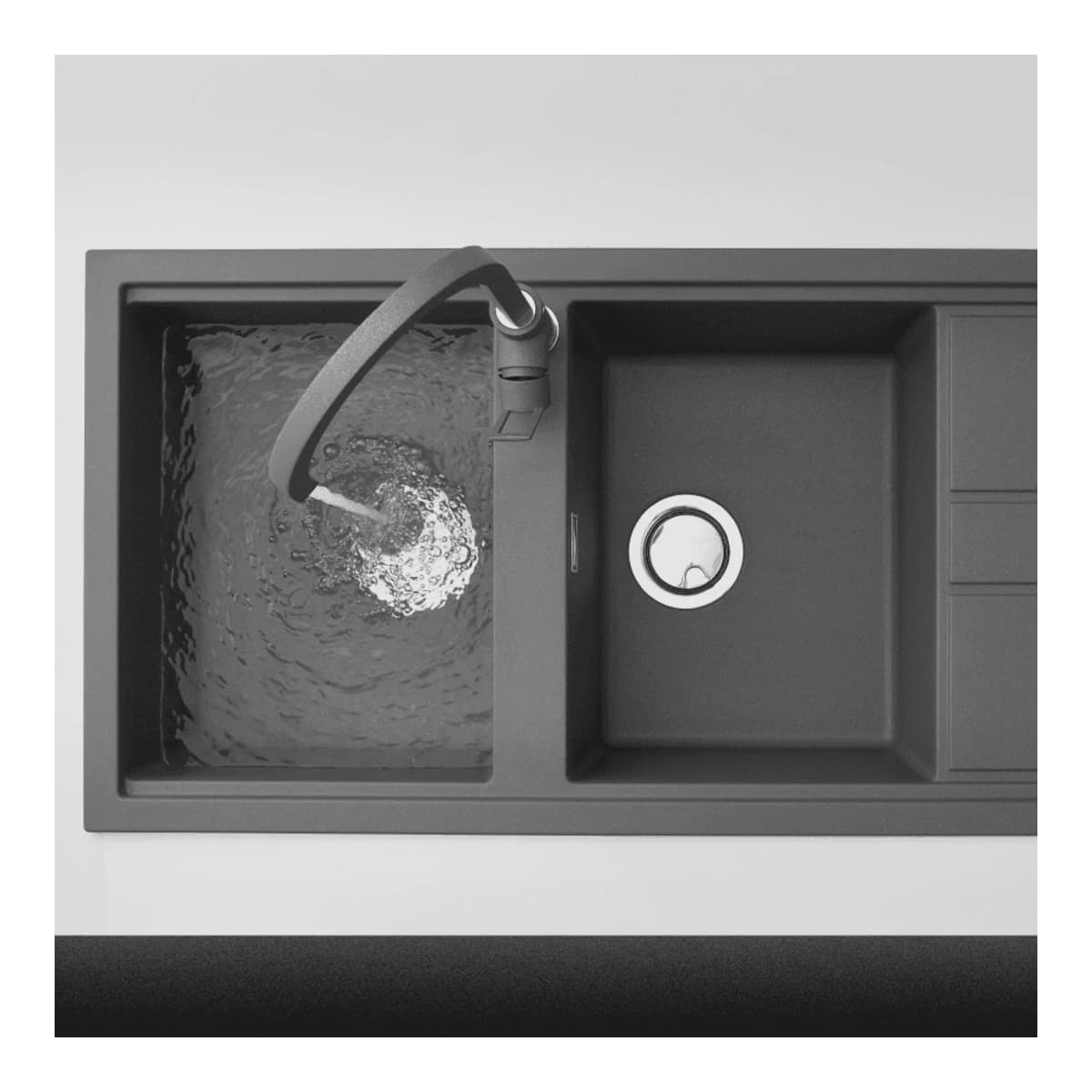 Chậu rửa chén đá Granite 2 hố kích thước 116 cm chính hãng Malloca