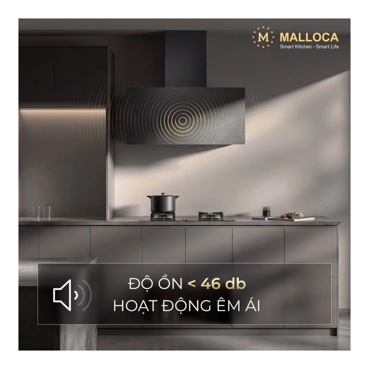 Máy hút mùi áp tường dạng chữ T 90 cm chính hãng Malloca