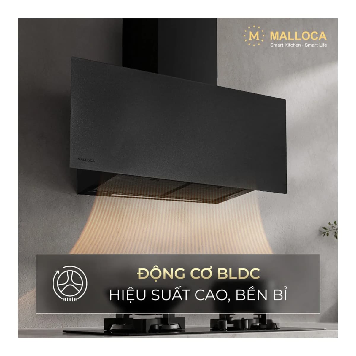 Máy hút mùi áp tường dạng chữ T 90 cm chính hãng Malloca