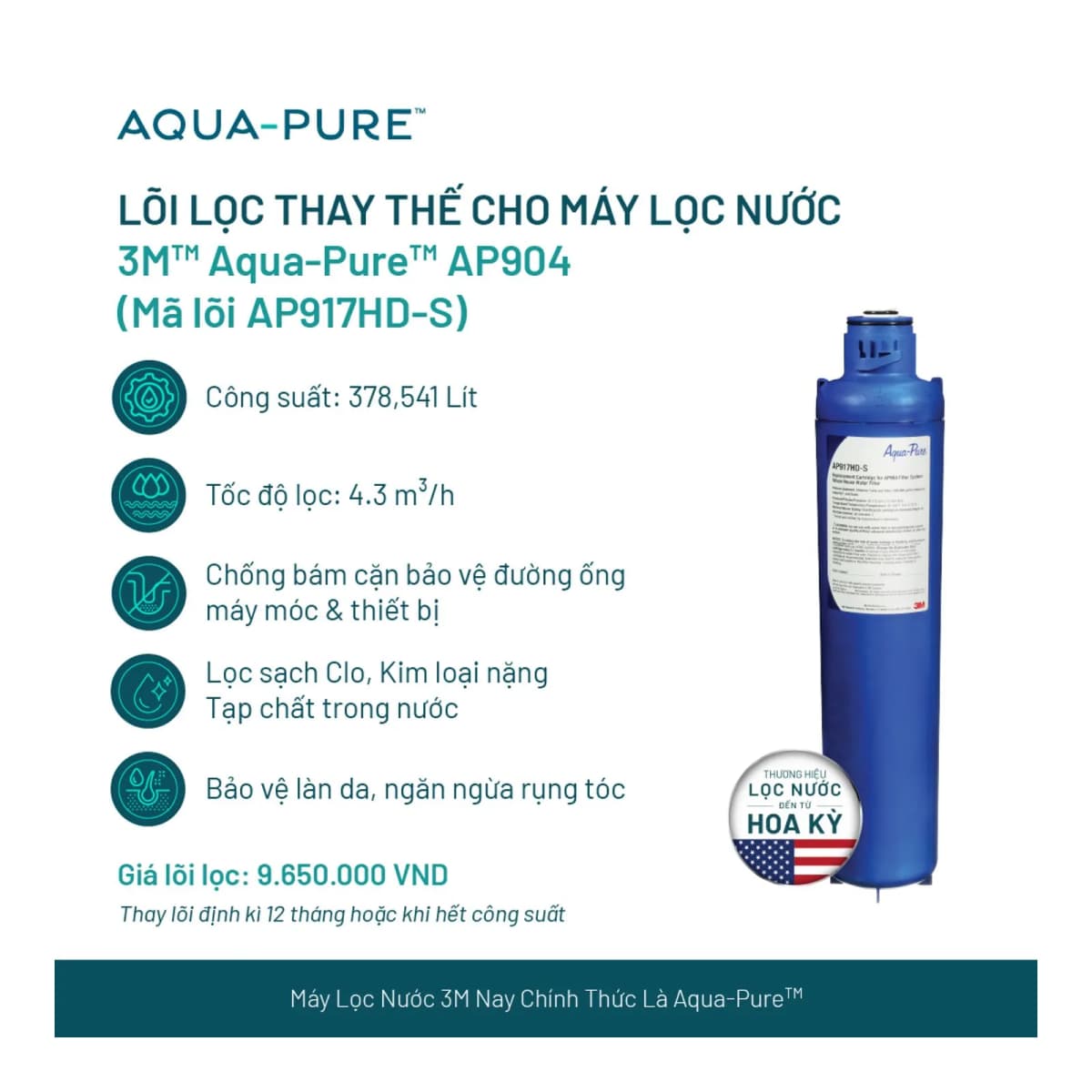 Lõi Thay Thế Cho Máy Lọc Nước Tổng Đầu Nguồn 3M™ Aqua-Pure™ AP904 (Mã AP917HD-S) chính hãng 3M Aqua-Pure