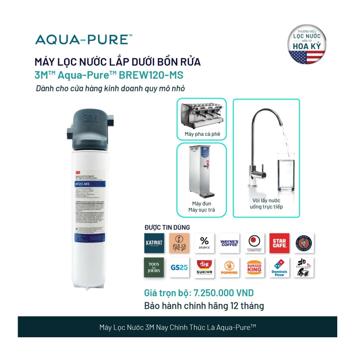 Máy Lọc Nước 3M™ Aqua-Pure™ BREW120-MS Công Suất Lớn Dành Cho Thương Mại chính hãng 3M Aqua-Pure