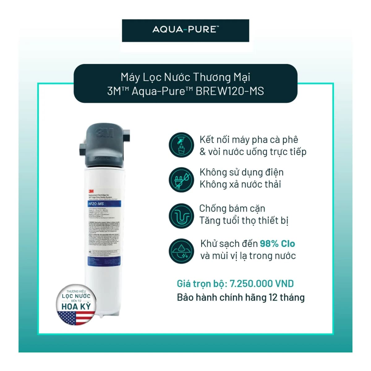 Máy Lọc Nước 3M™ Aqua-Pure™ BREW120-MS Công Suất Lớn Dành Cho Thương Mại chính hãng 3M Aqua-Pure