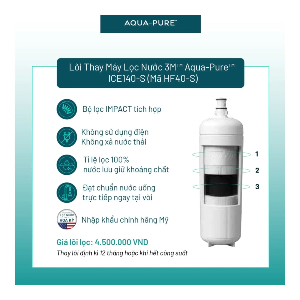 Lõi Thay Cho Máy Lọc Nước 3M™ Aqua-Pure™ ICE140-S & FF100 (MÃ HF40-S) chính hãng 3M Aqua-Pure