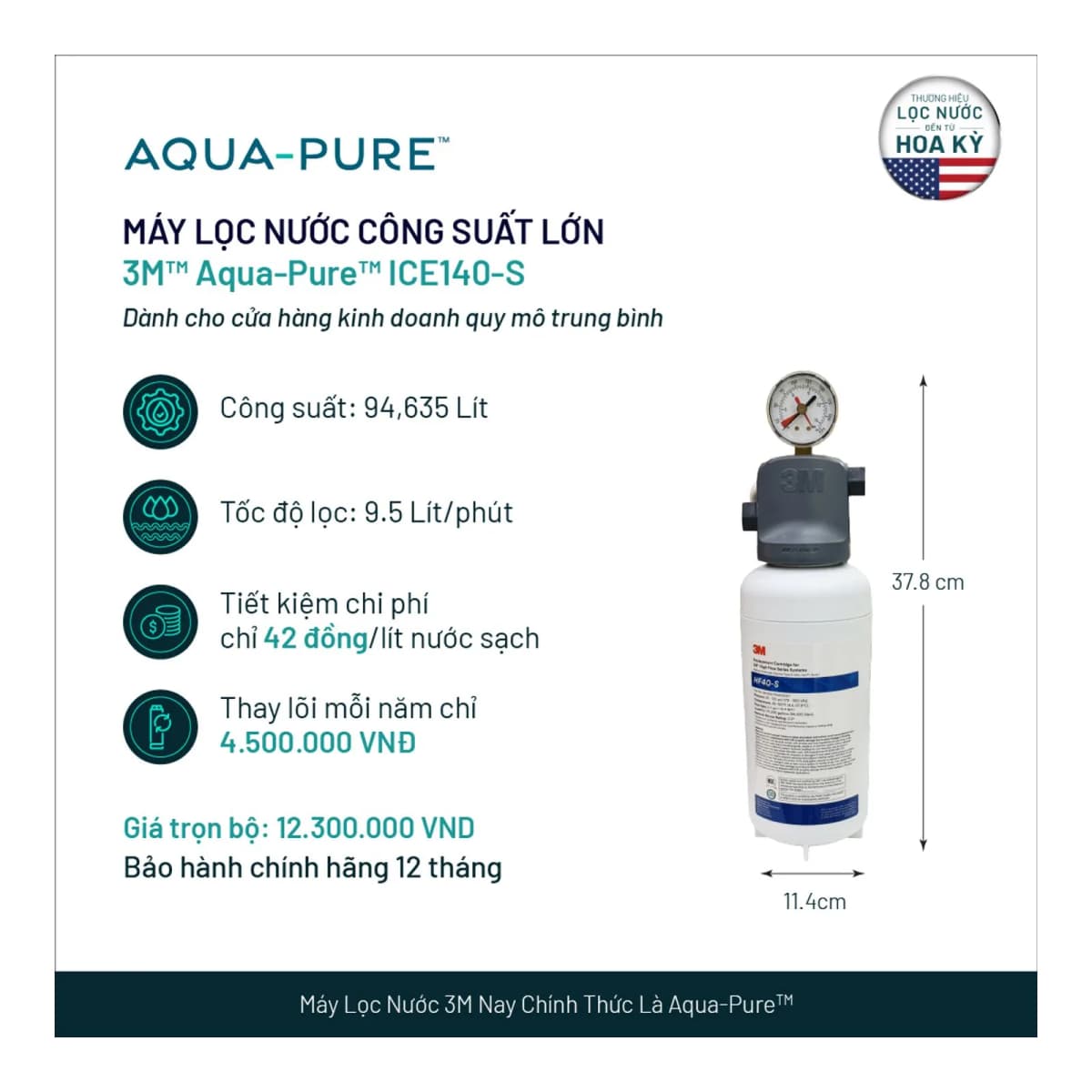 Máy Lọc Nước 3M™ Aqua-Pure™ ICE140-S Công Suất Lớn Dành Cho Nhà Hàng - Lọc Nước Quán Cà Phê chính hãng 3M Aqua-Pure