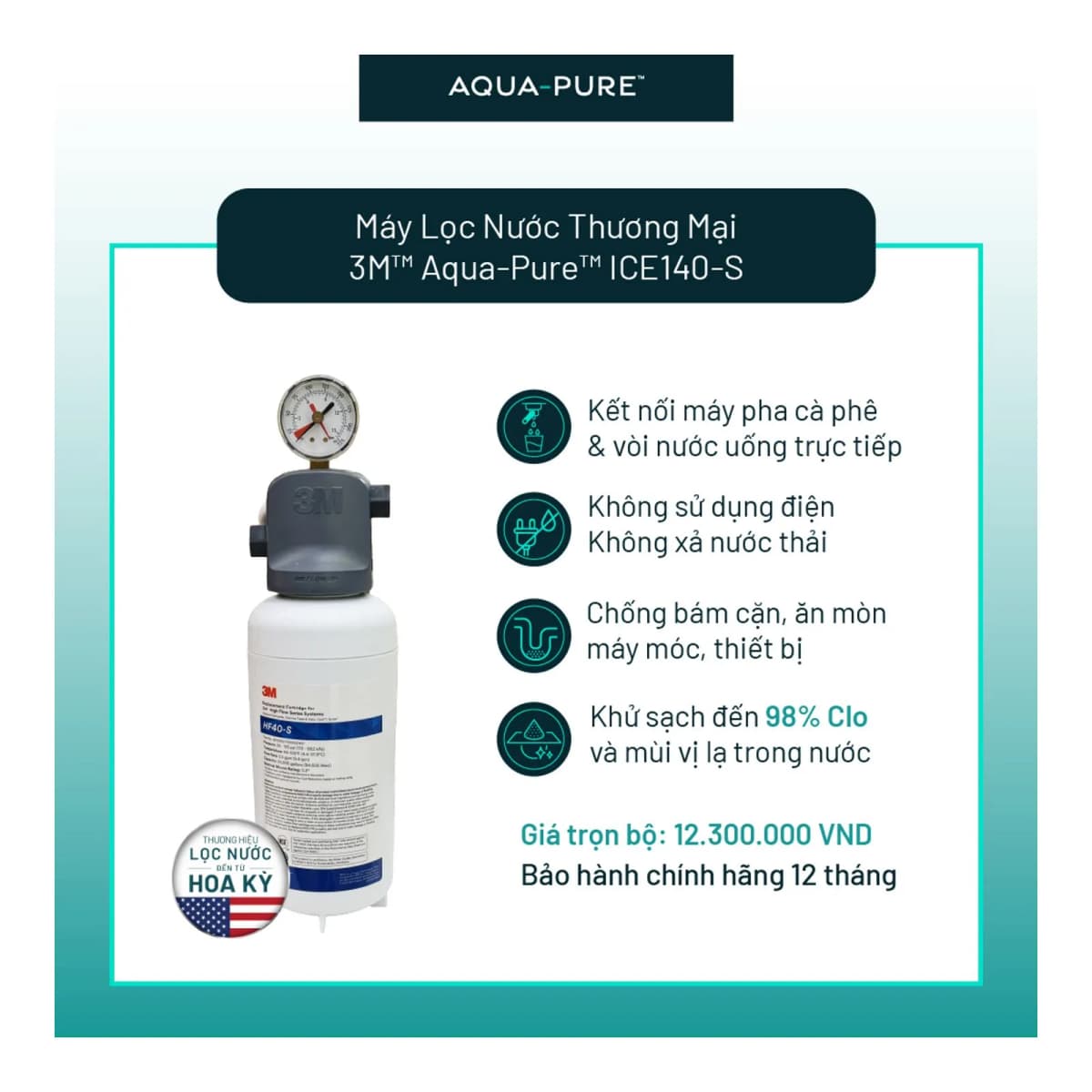 Máy Lọc Nước 3M™ Aqua-Pure™ ICE140-S Công Suất Lớn Dành Cho Nhà Hàng - Lọc Nước Quán Cà Phê chính hãng 3M Aqua-Pure