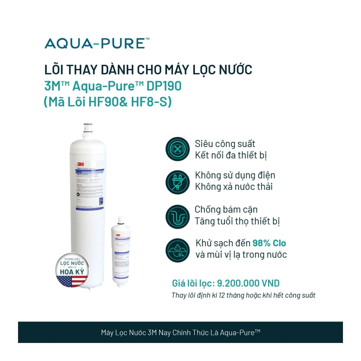 Lõi Thay Cho Máy Lọc Nước Thương Mại 3M™ Aqua-Pure™ DP190 (Mã HF90 & HF8-S) chính hãng 3M Aqua-Pure
