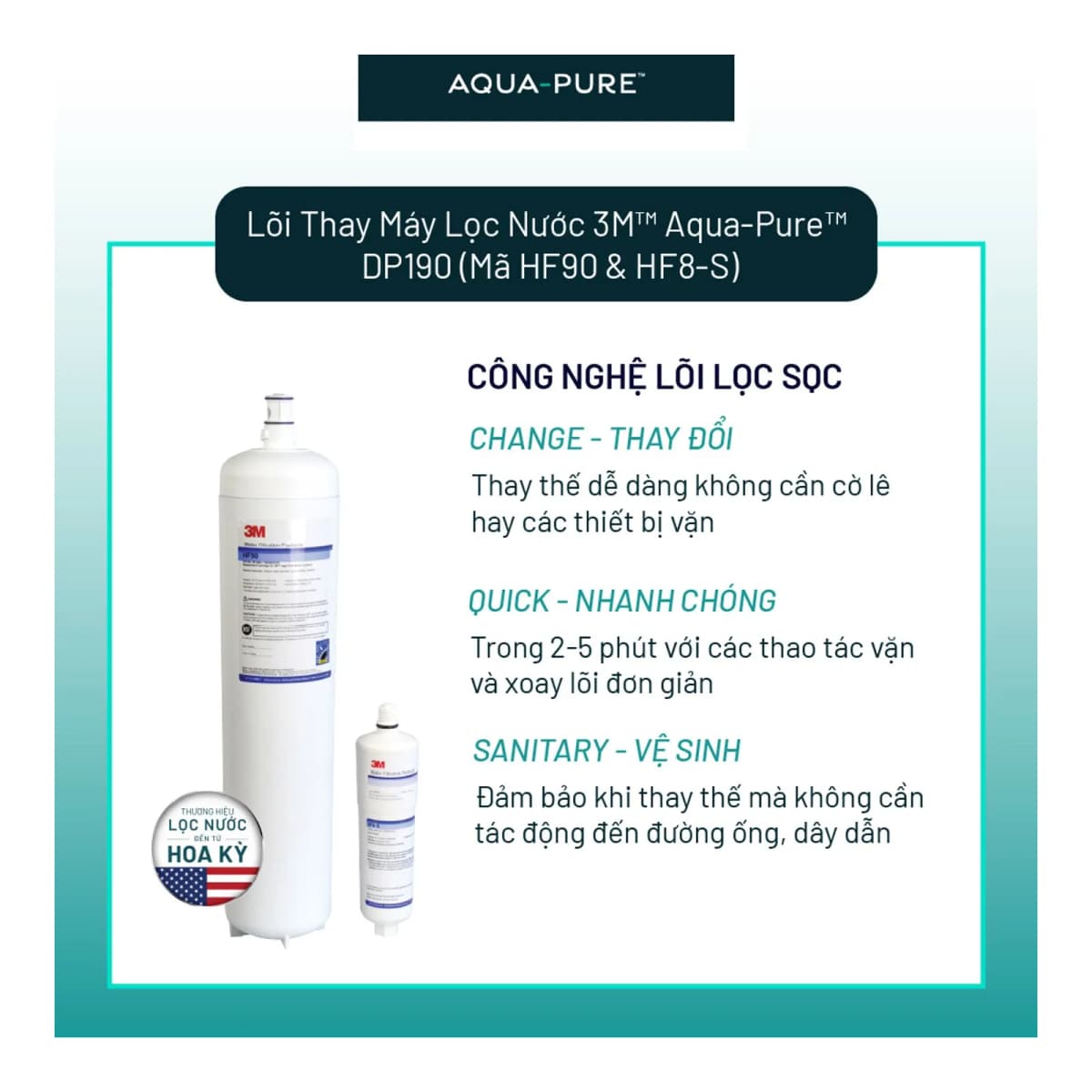 Lõi Thay Cho Máy Lọc Nước Thương Mại 3M™ Aqua-Pure™ DP190 (Mã HF90 & HF8-S) chính hãng 3M Aqua-Pure