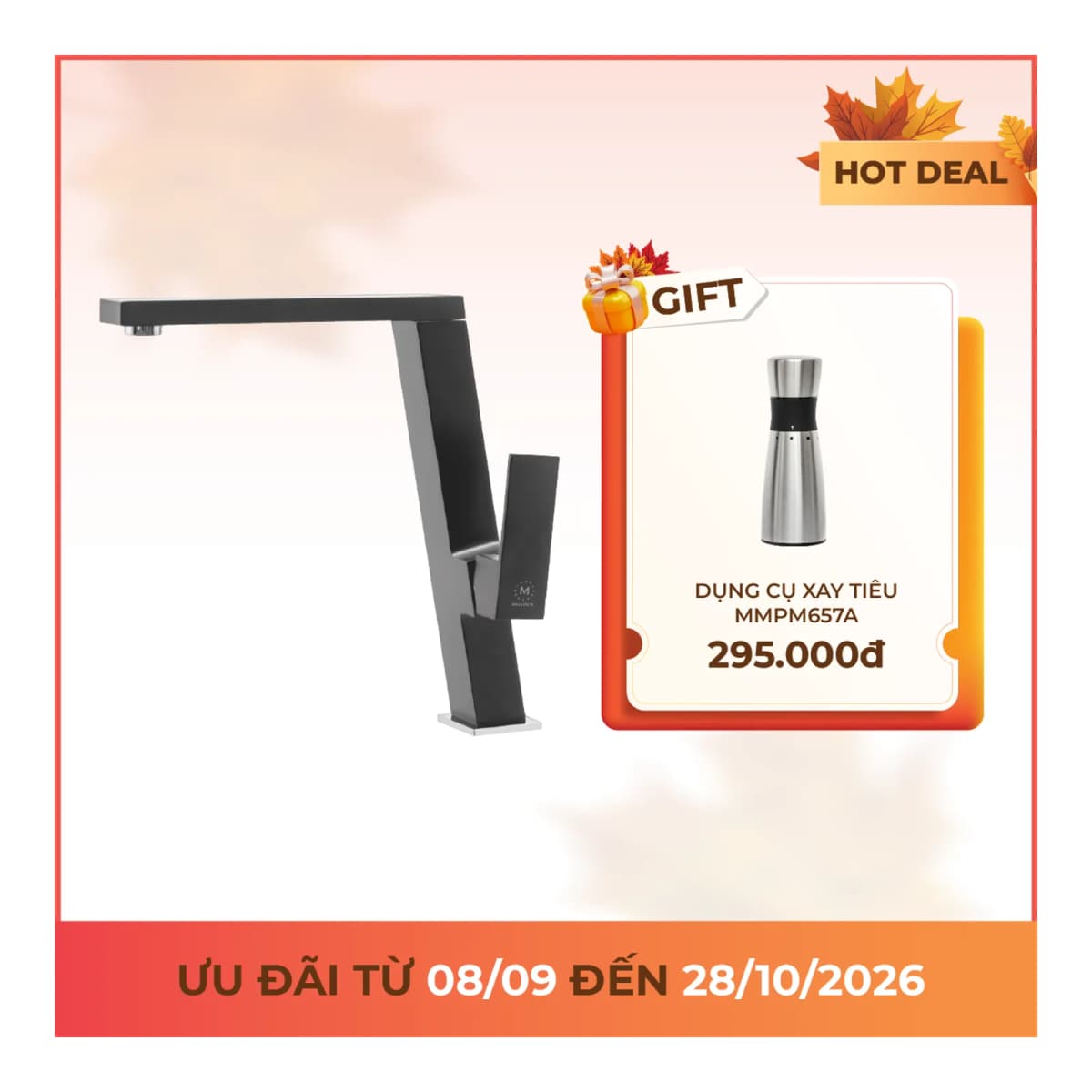 Vòi rửa chén nóng lạnh đồng thau sơn phủ chính hãng Malloca