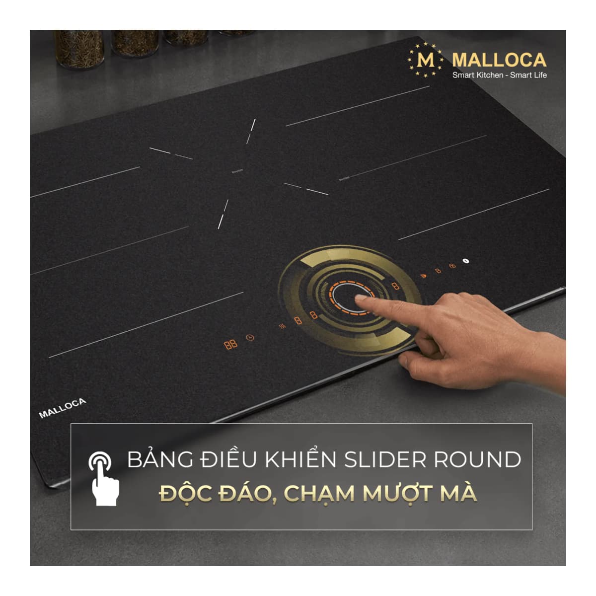 Bếp từ 3 vùng nấu 80 cm (Mặt kính Onyka chống trầy xước) chính hãng Malloca