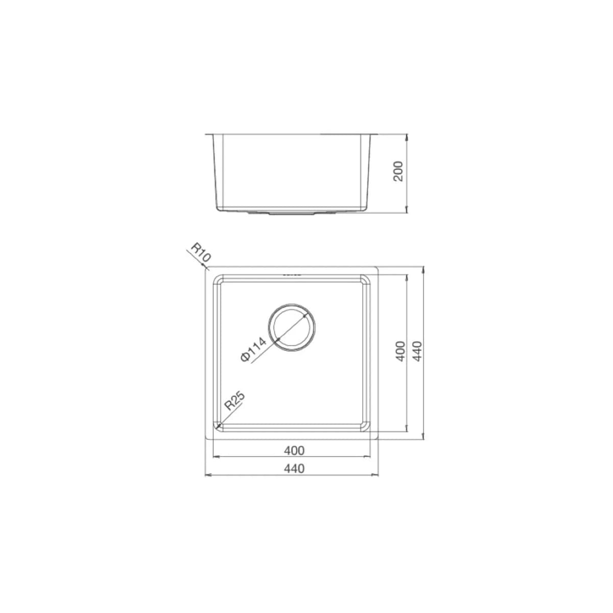 Chậu rửa chén 1 hố Inox 304 kích thước 44 cm - lắp âm hoặc lắp nổi chính hãng Malloca