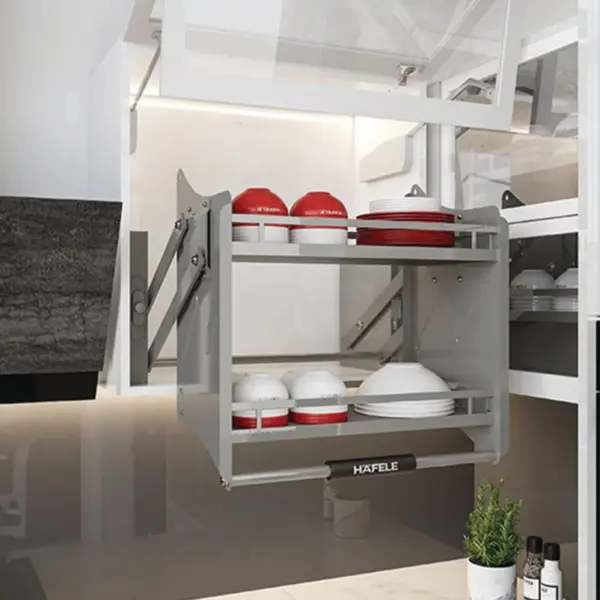 Rổ nâng hạ Hafele - ORIA, Rổ chén đĩa với thiết kế lưới tròn 504.76.507