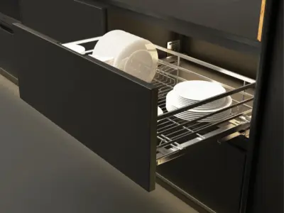 Bộ rổ chén đĩa Hafele - Cappella, phiên bản rổ chén đĩa không kèm ống đựng đũa 549.08.003